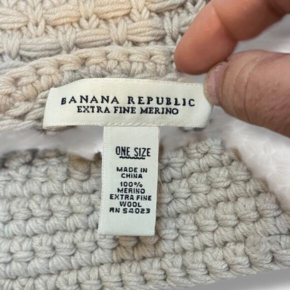 Banana Republic Merino Wool Hat Scarf Set Pockets Newsboy Beanie Tan Extra Fine main image 6